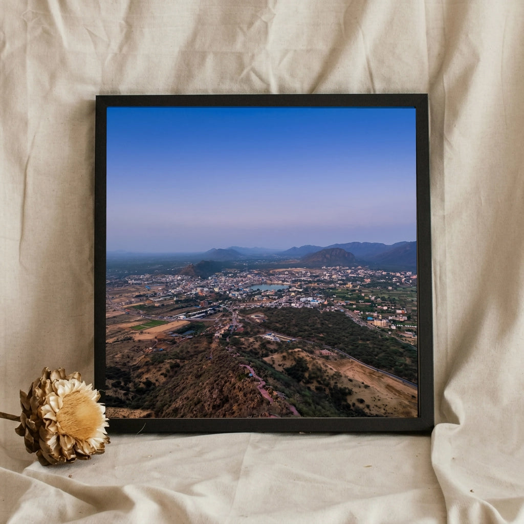 Aerial Valley Town at Dusk