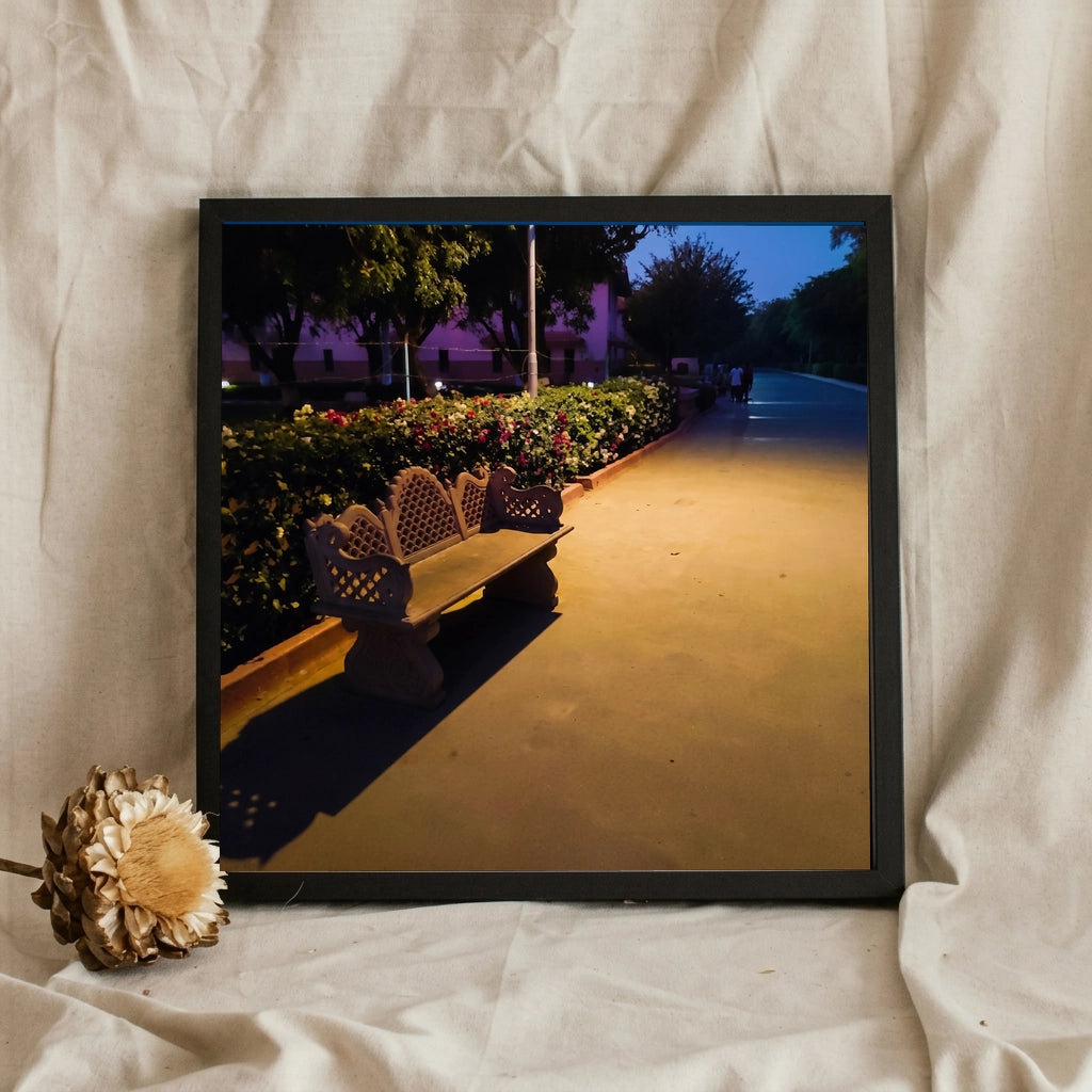 Stone Garden Bench at Blue Hour