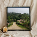 Misty Hill Village with Thatched Huts