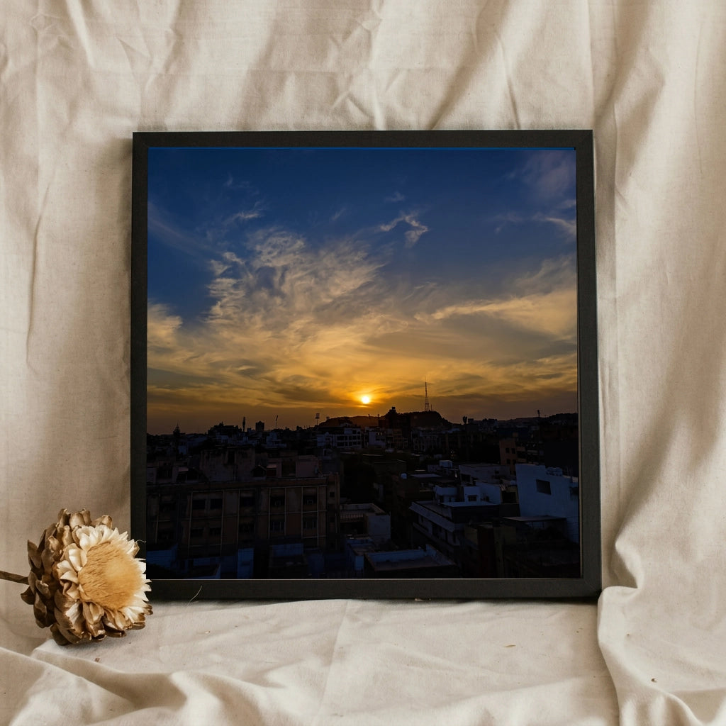 City Sunset With Wispy Clouds