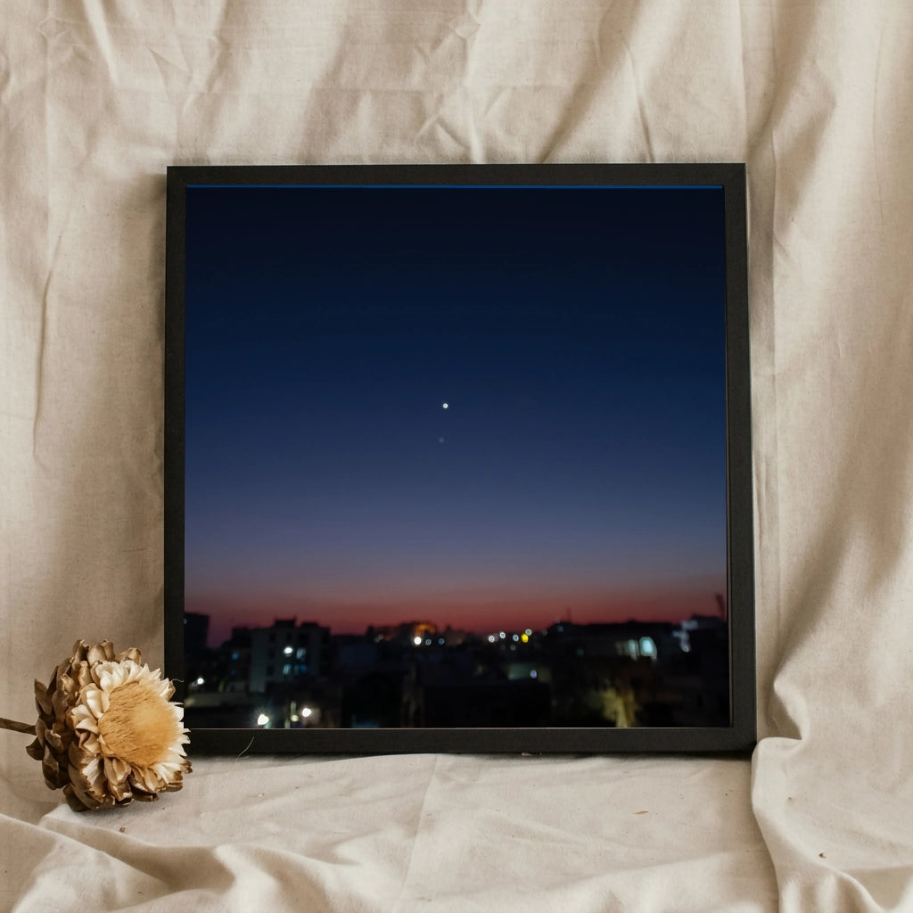 Twilight Sky Over City Rooftops