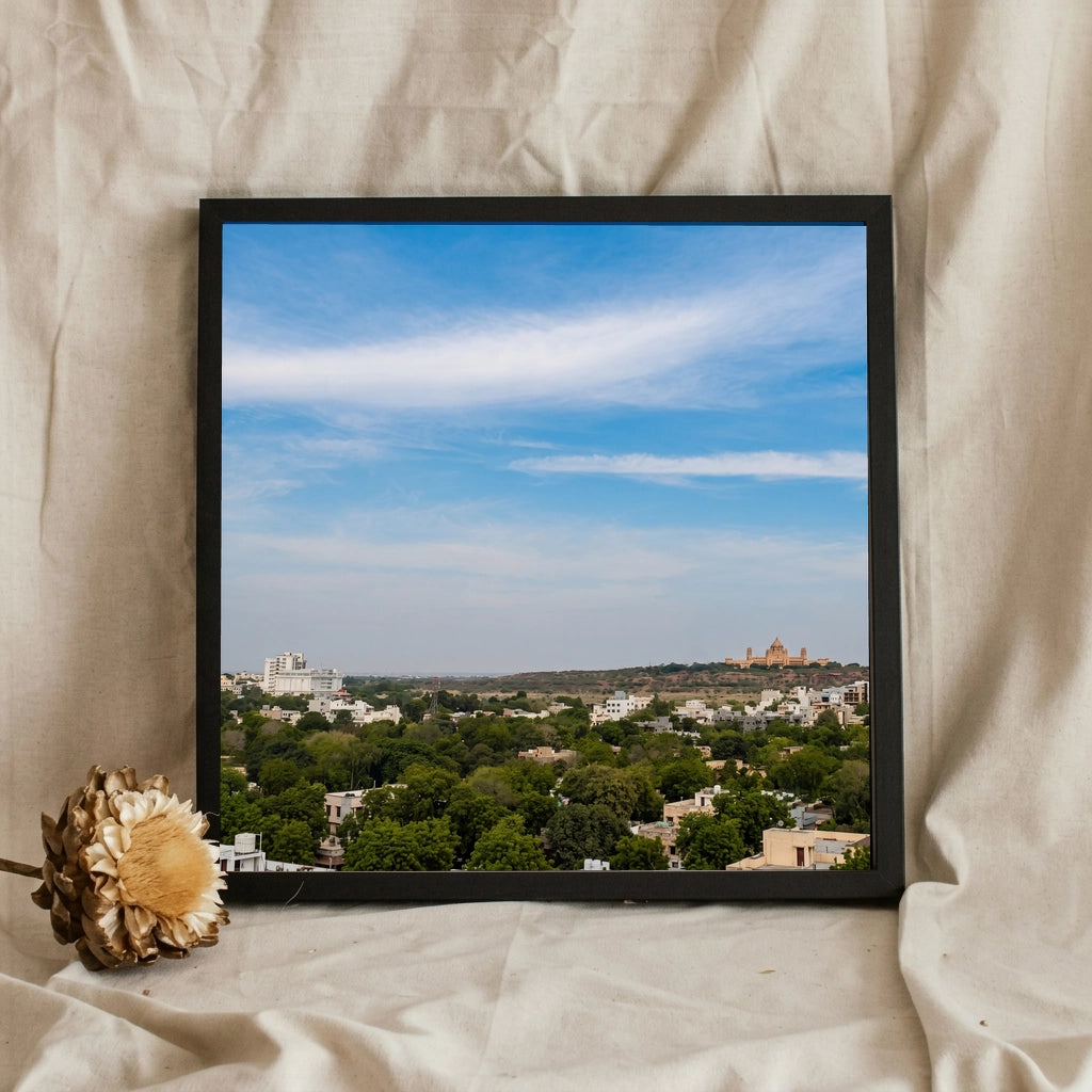 City Skyline With Wispy Clouds