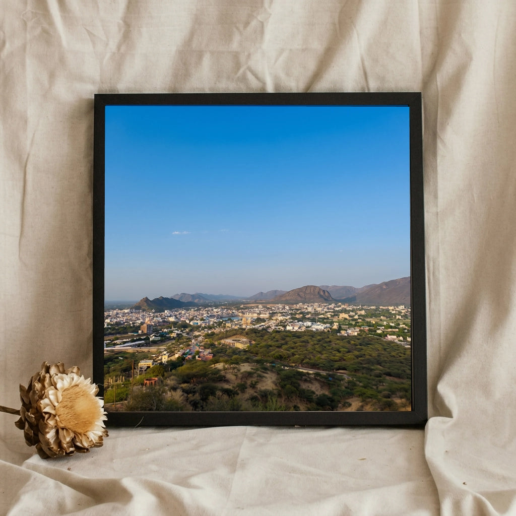 Hilltop View Over a Valley Town