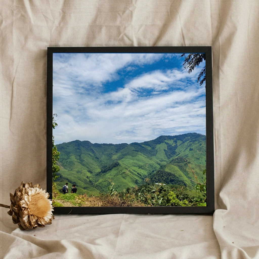 Green Mountain Range With Hikers