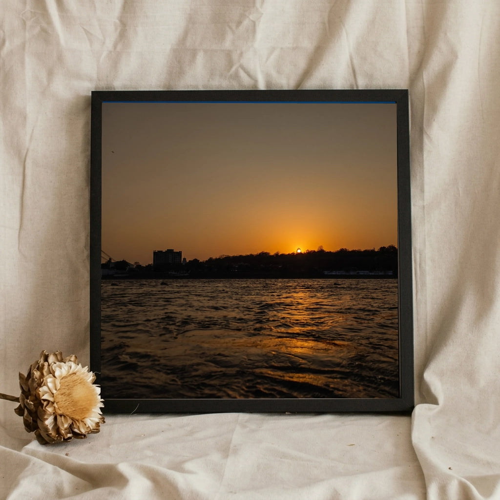 River Sunset With City Skyline