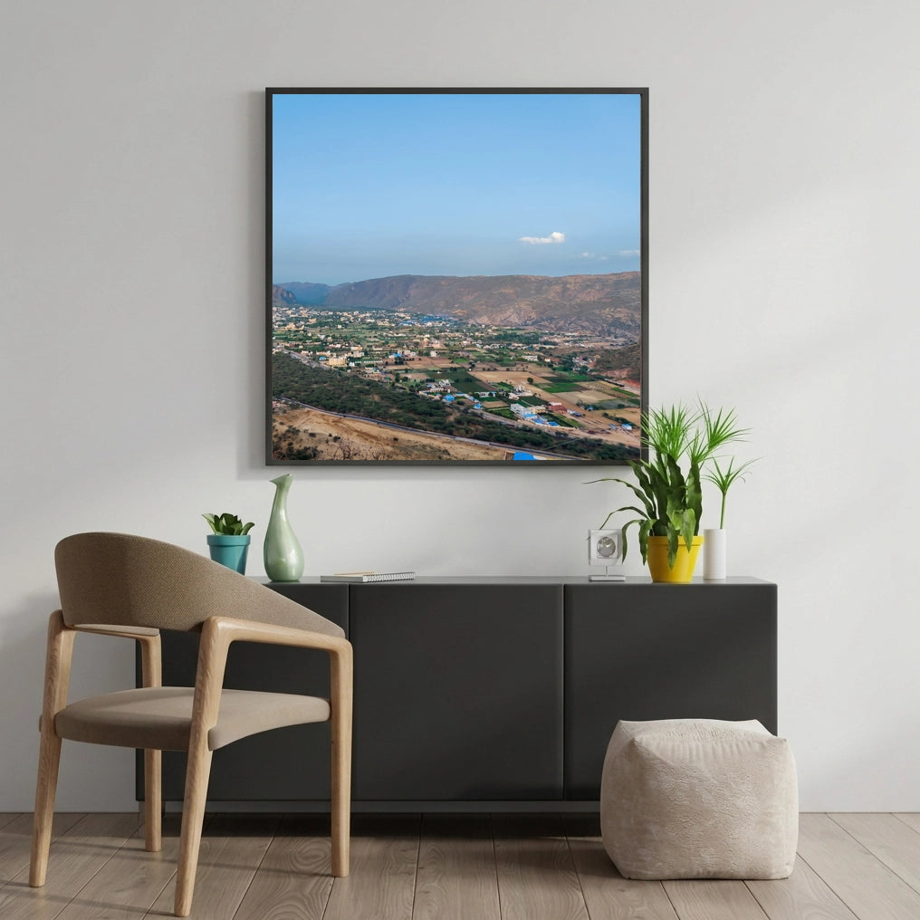 Hilltop View Over a Golden Valley Town