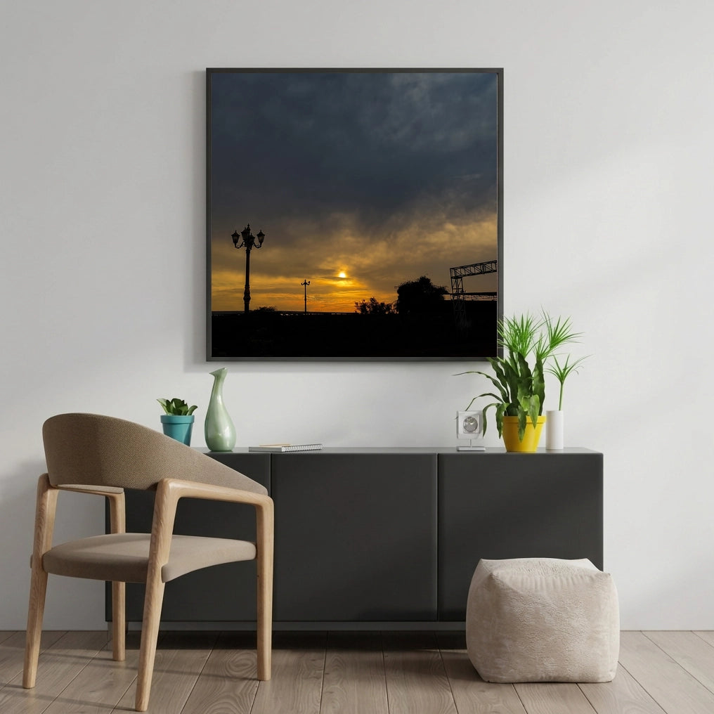 Street Lamp Against a Stormy Sunset