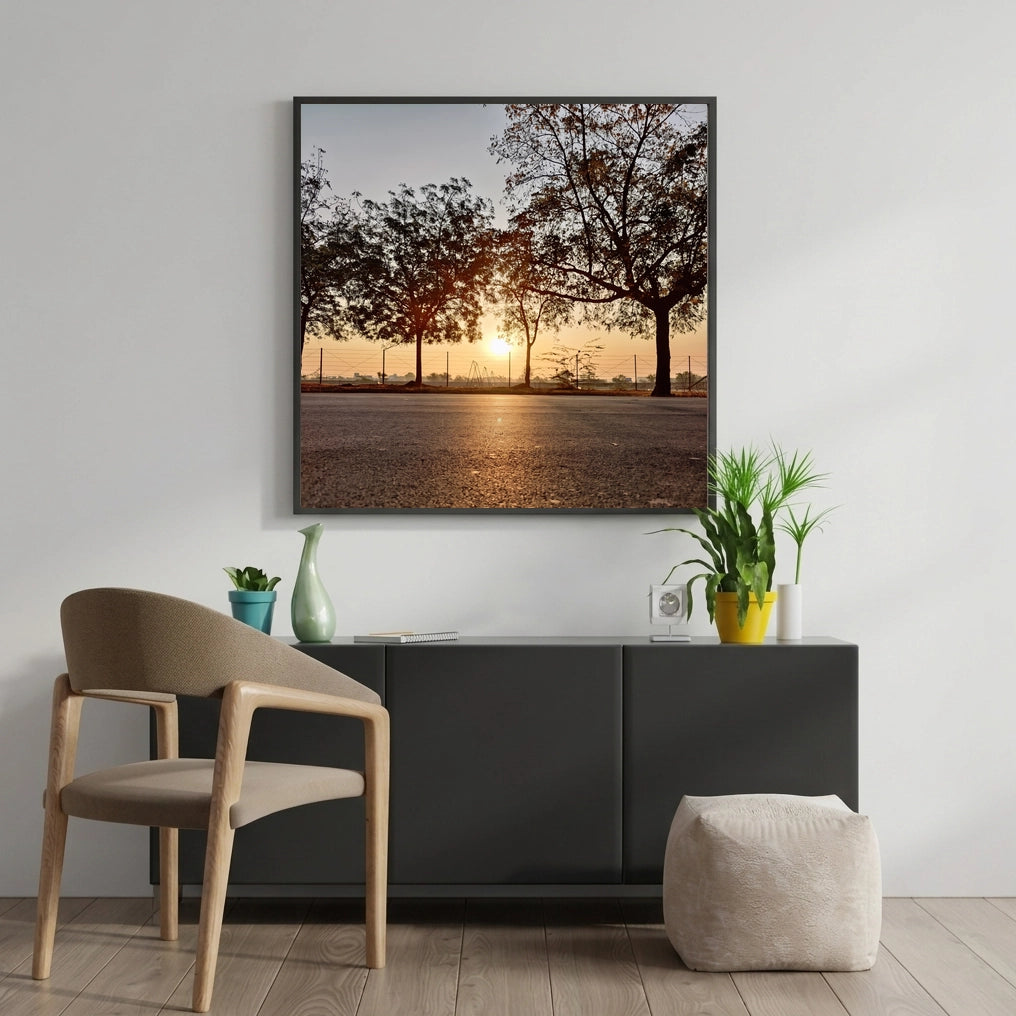 Sunrise Through Roadside Trees