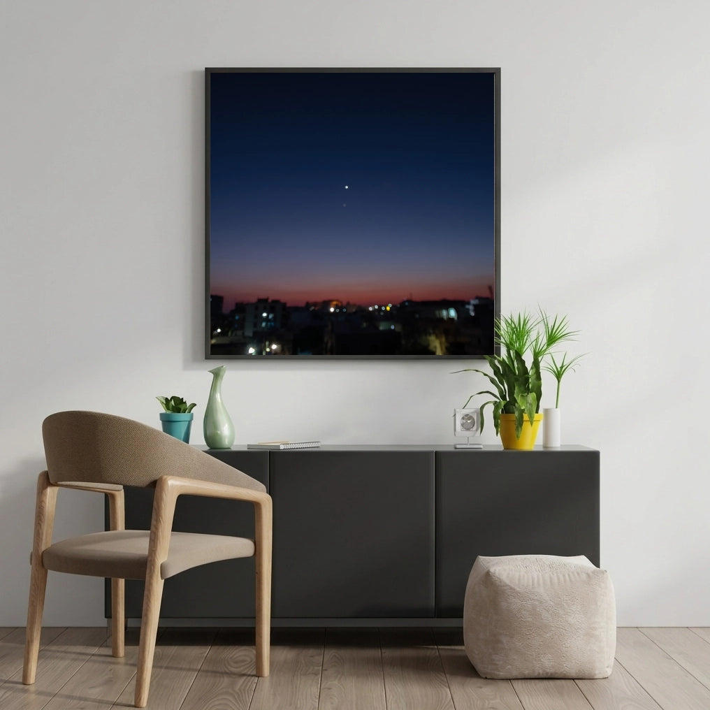 Twilight Sky Over City Rooftops