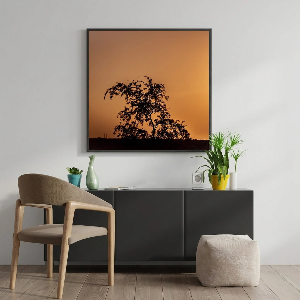 Tree Silhouette at Amber Sunset