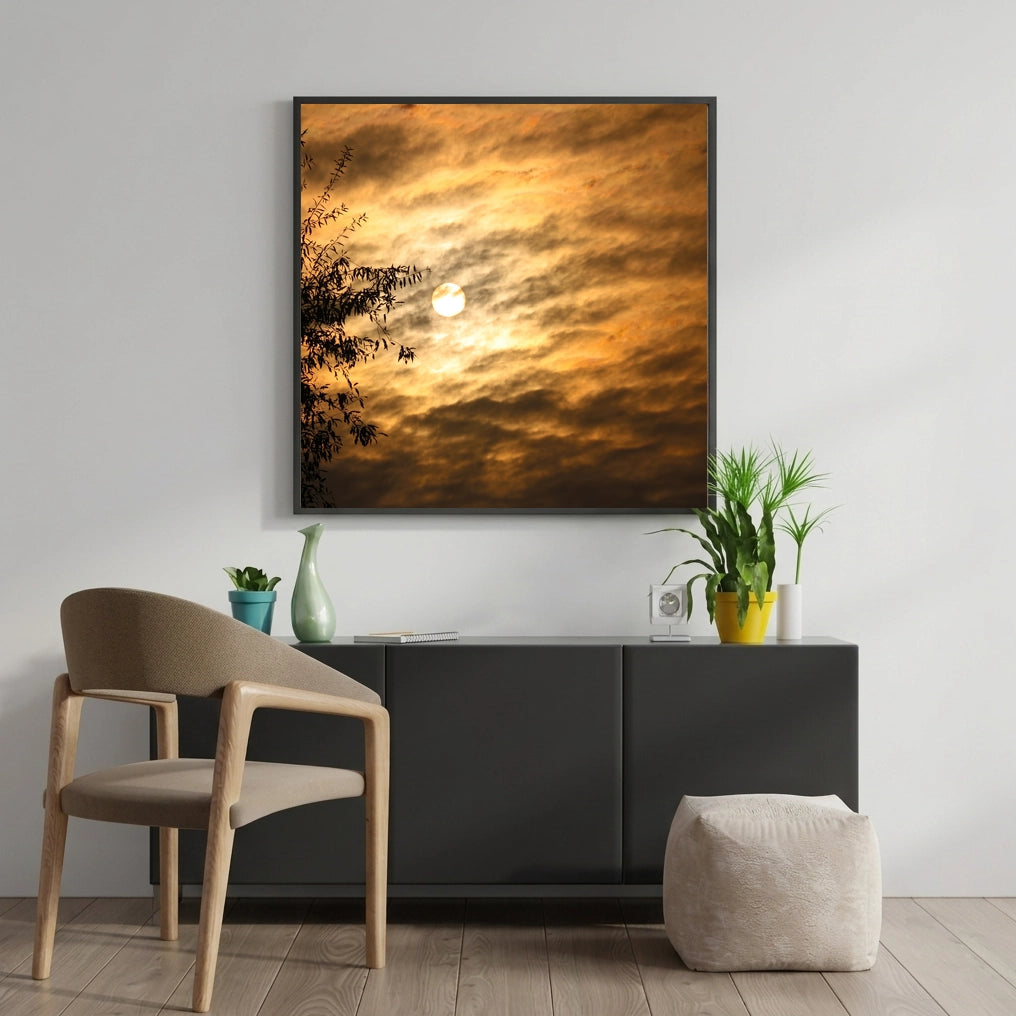 Sun Through Golden Clouds Bamboo Silhouette