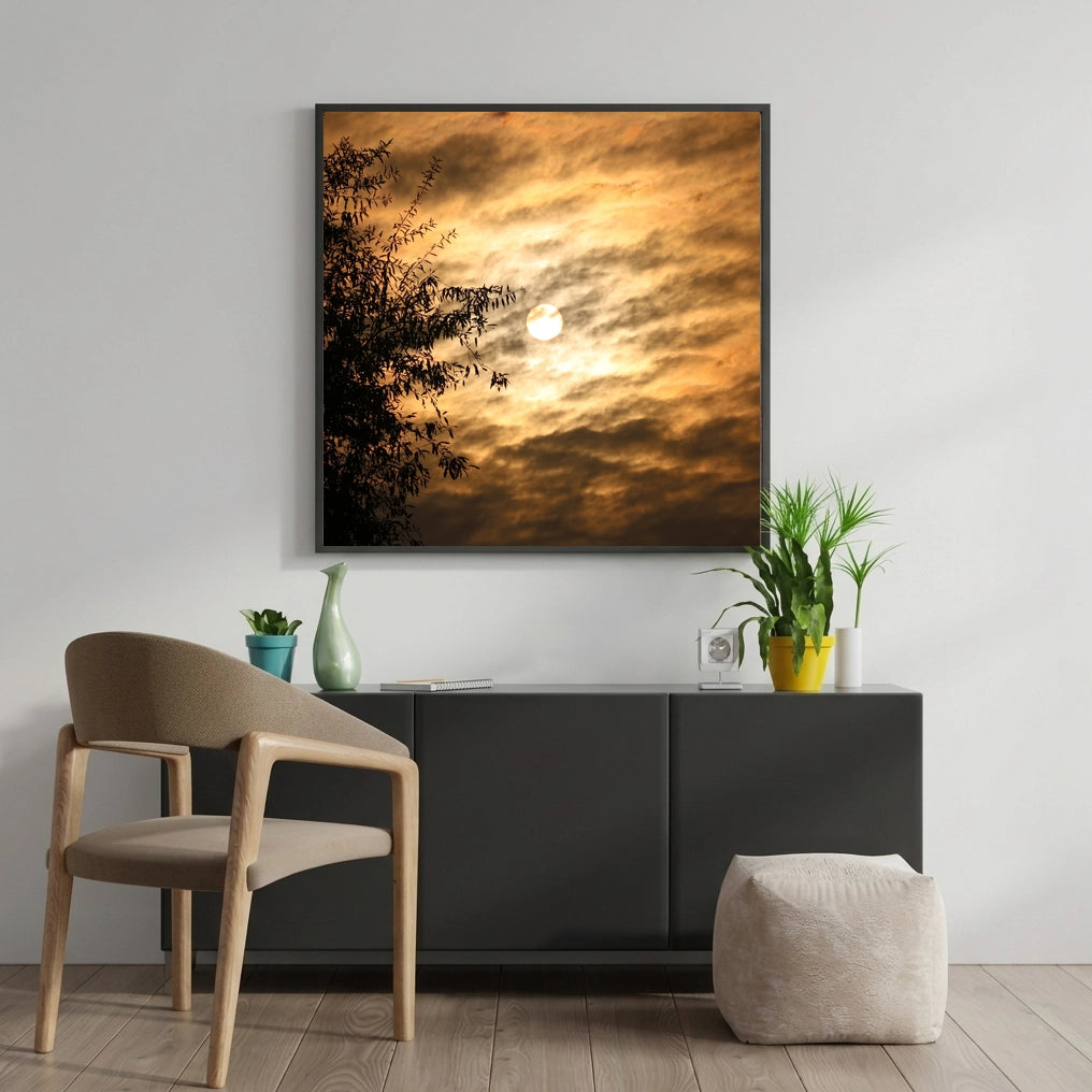 Golden Sky Through Tree Branches