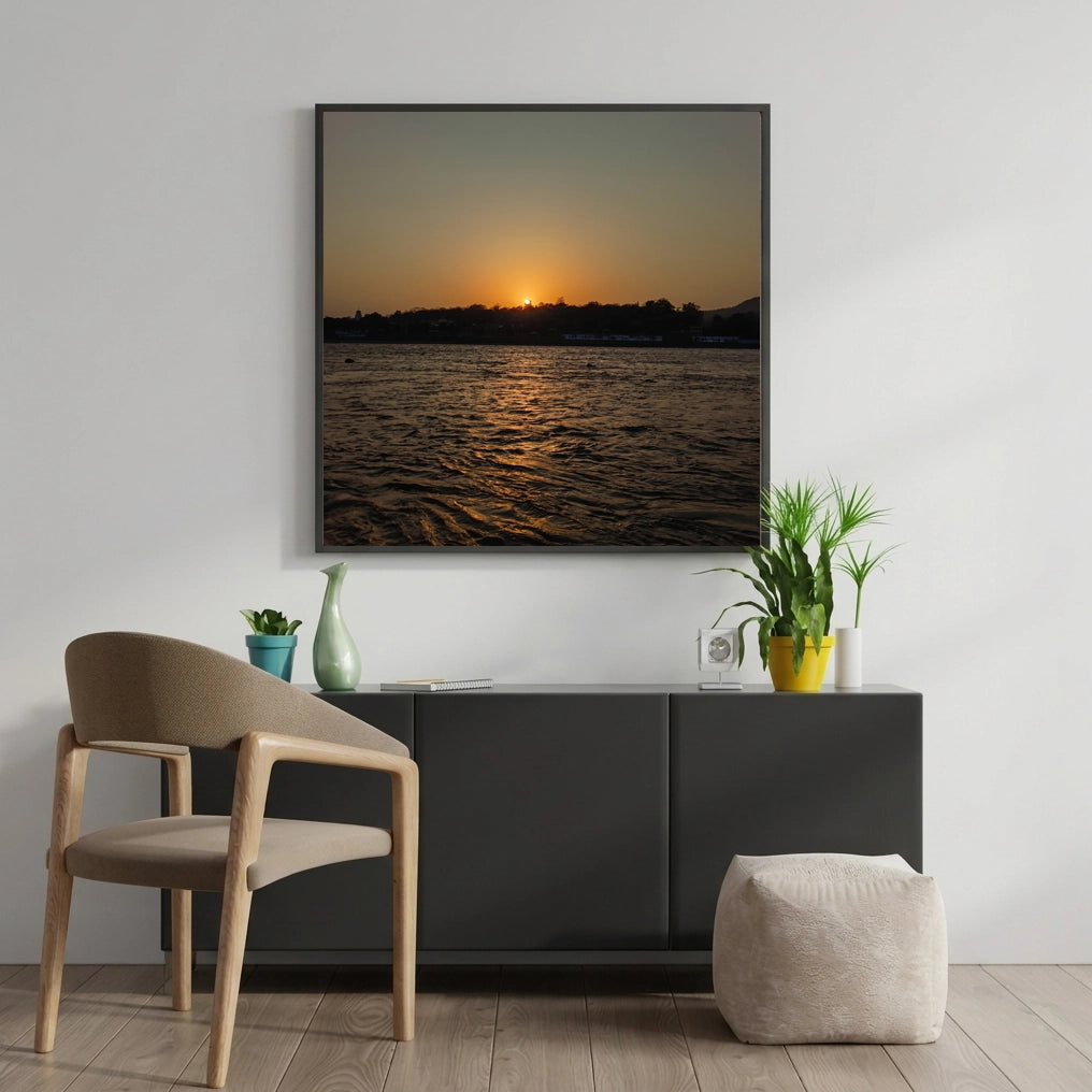 Golden Sunset Over a Rippling River