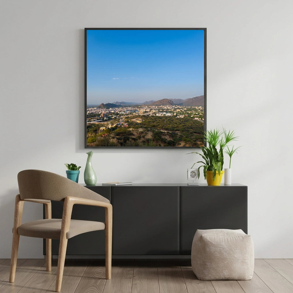 Hilltop View Over a Valley Town
