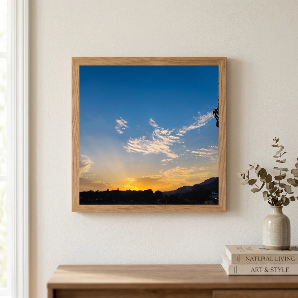 Sun Rays Over Distant Hills