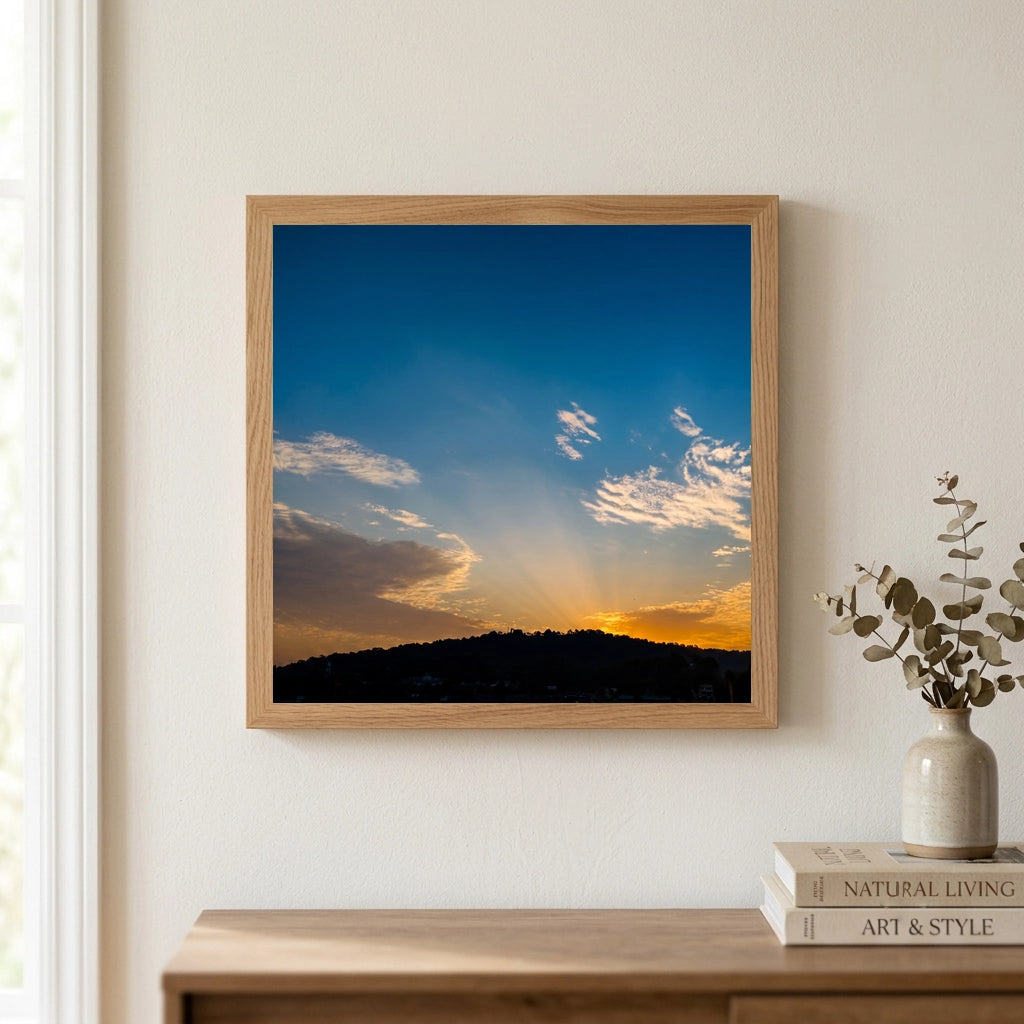 Sun Rays Over Blue Sky