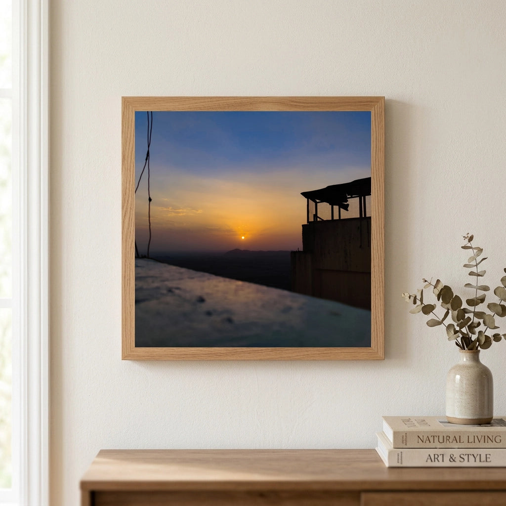 Rooftop Sunset Over Hills