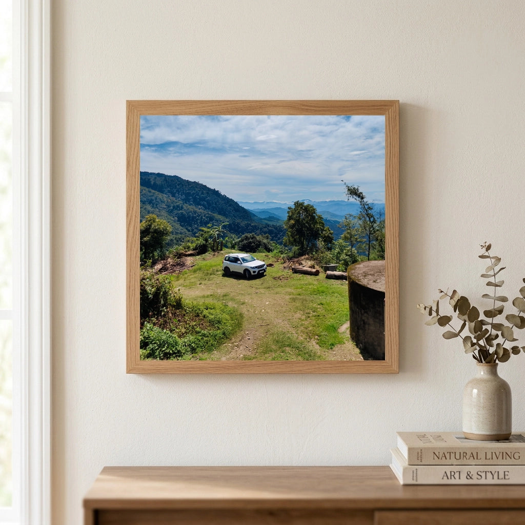 White SUV on a Mountain Overlook