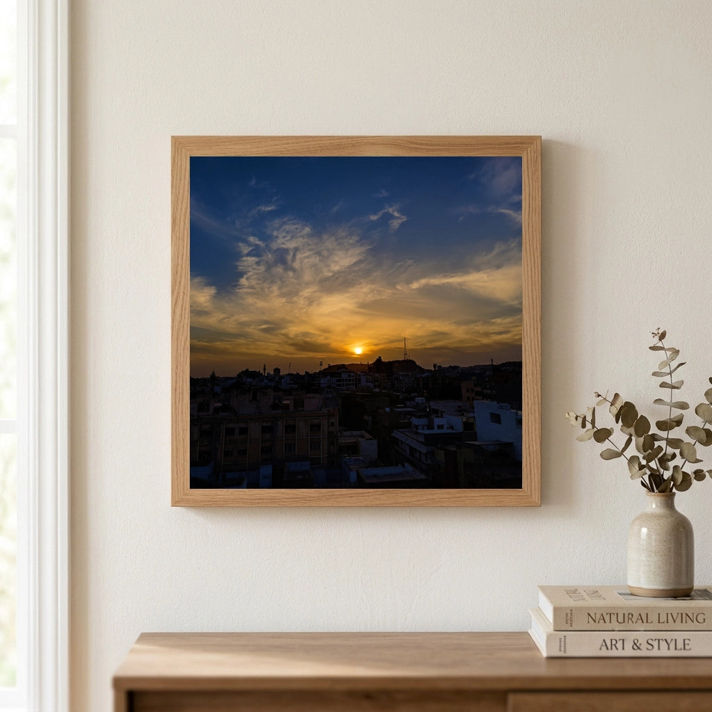 City Sunset With Wispy Clouds