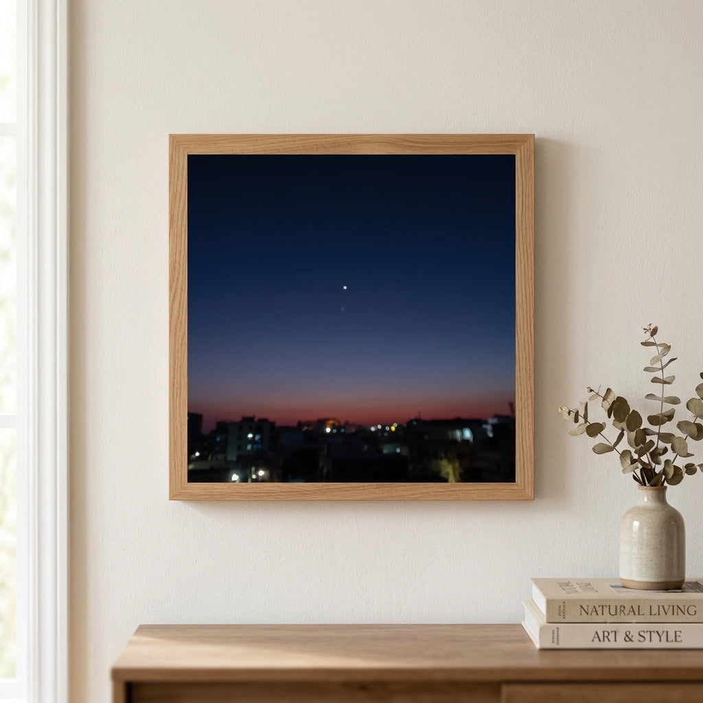 Twilight Sky Over City Rooftops