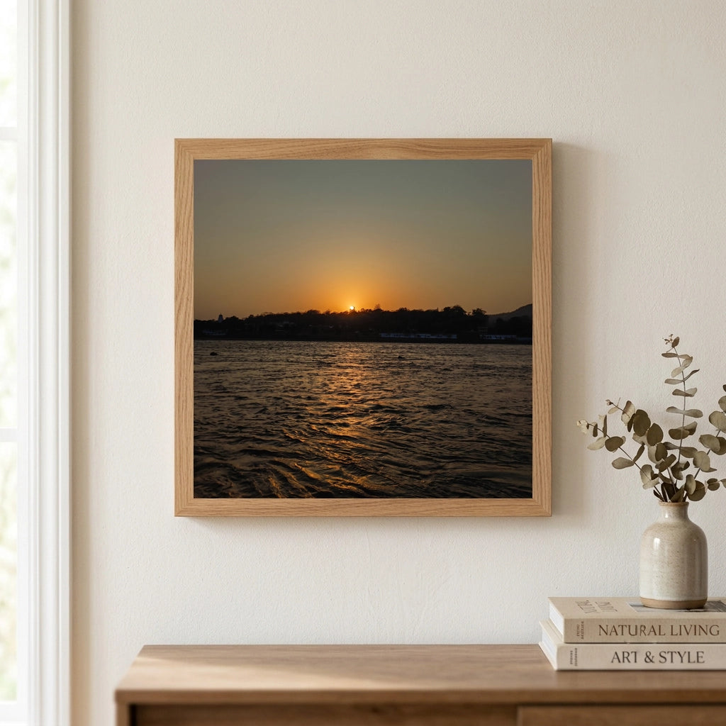 Golden Sunset Over a Rippling River