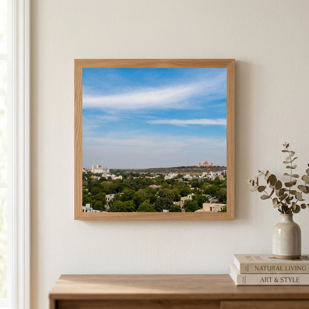 City Skyline With Wispy Clouds