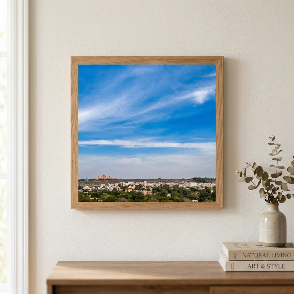 Wide Blue Sky Over a Town