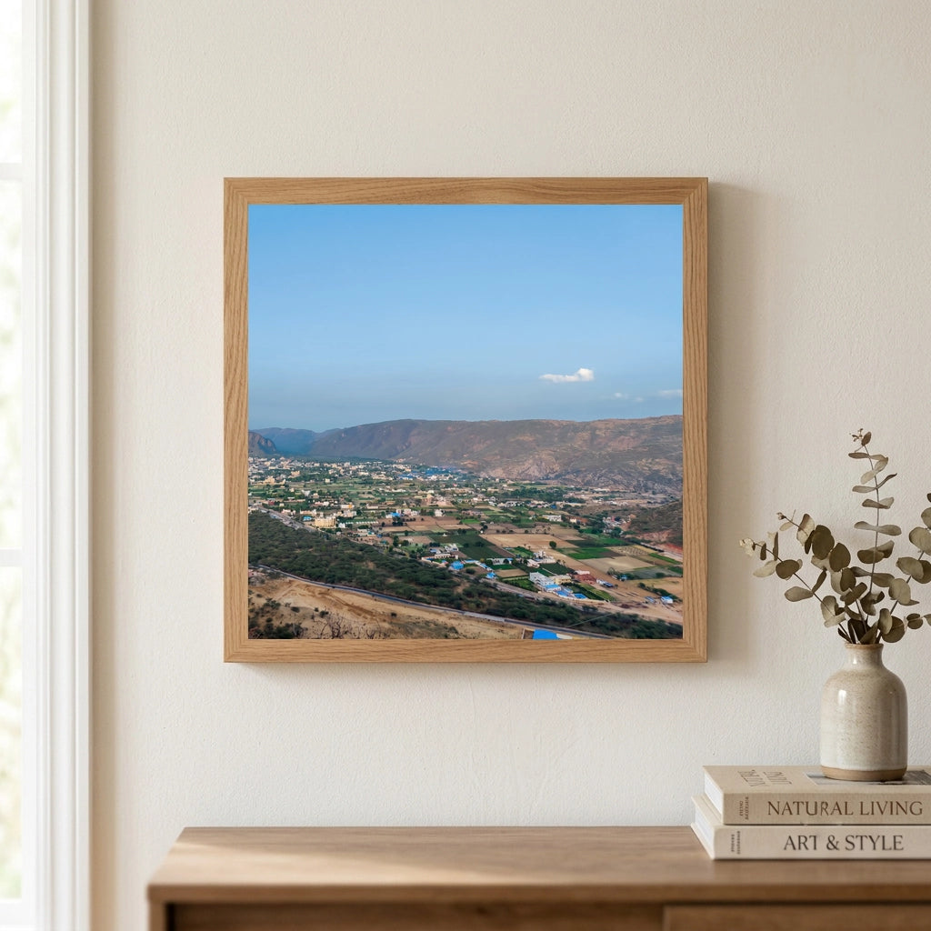Hilltop View Over a Golden Valley Town