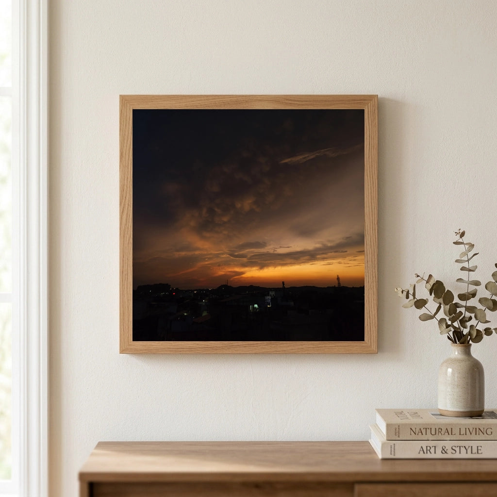 Dramatic Sunset Over City Skyline