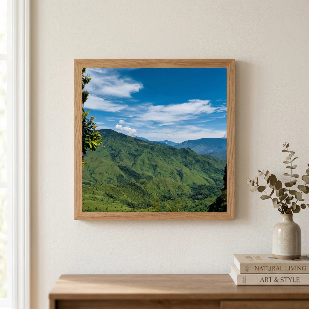 Green Mountain Valley Under Blue Sky