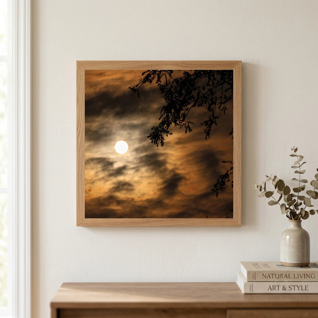 Hazy Sun Behind Golden Clouds