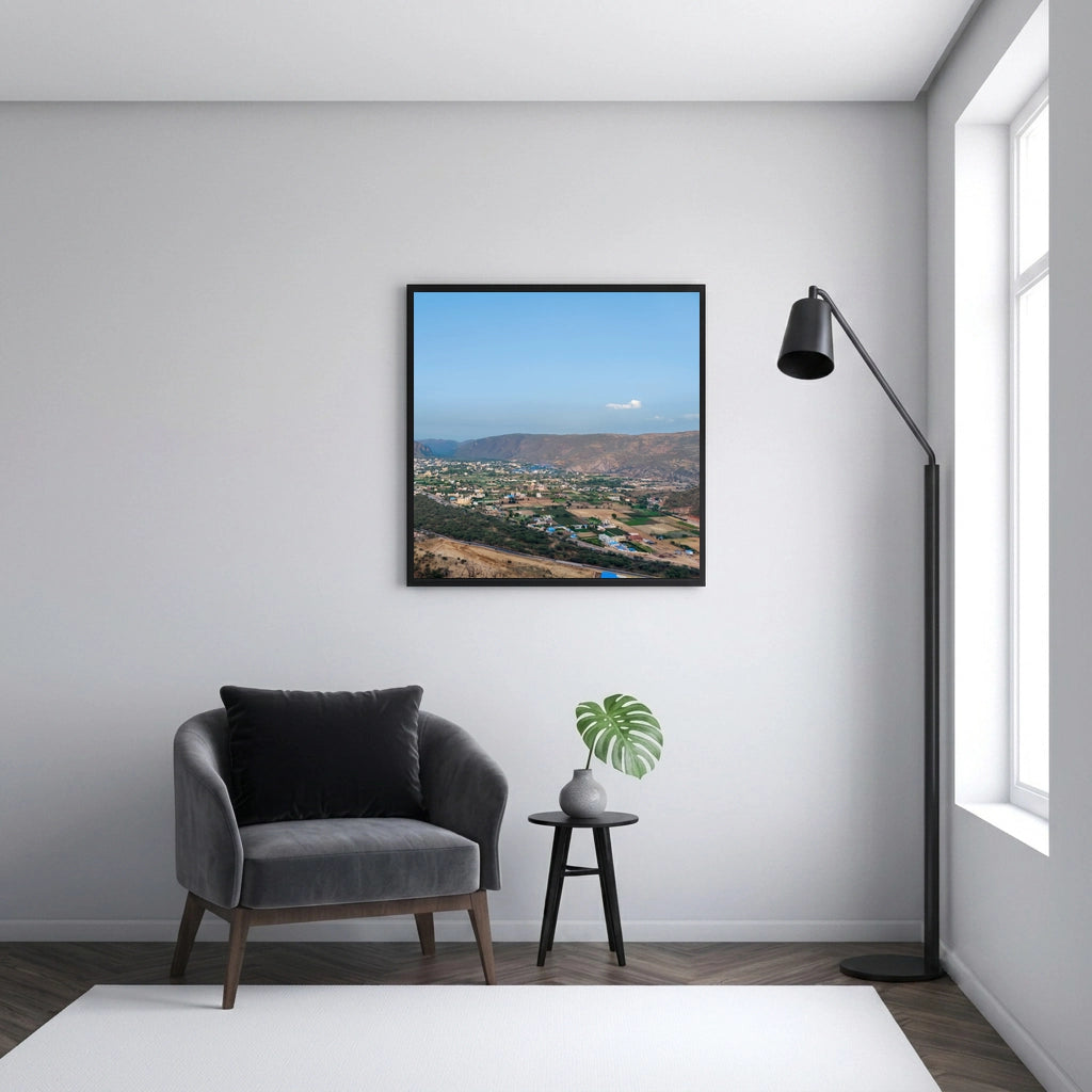 Hilltop View Over a Golden Valley Town