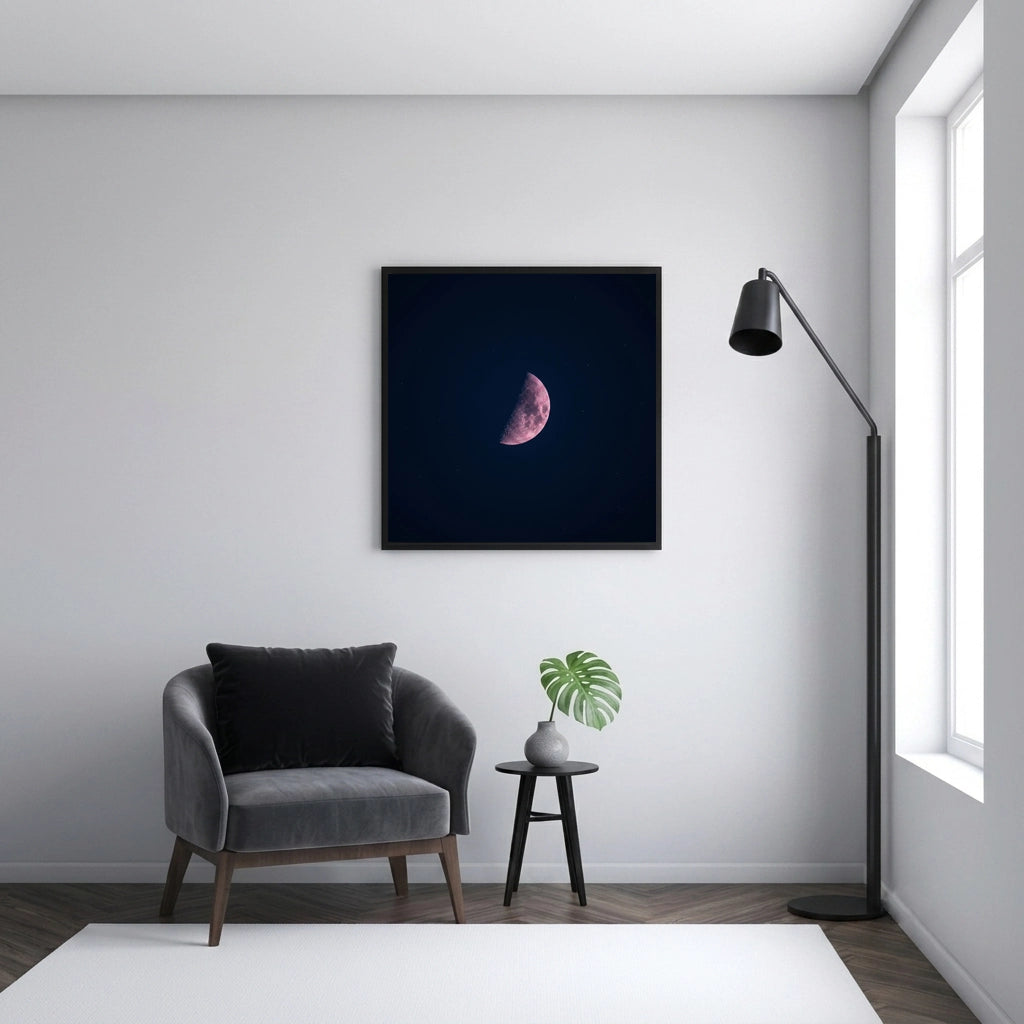 Pink Half Moon Night Sky