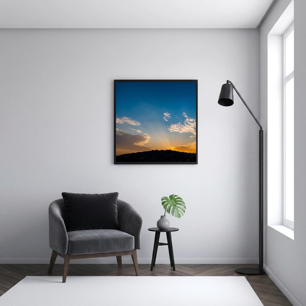 Sun Rays Over Blue Sky