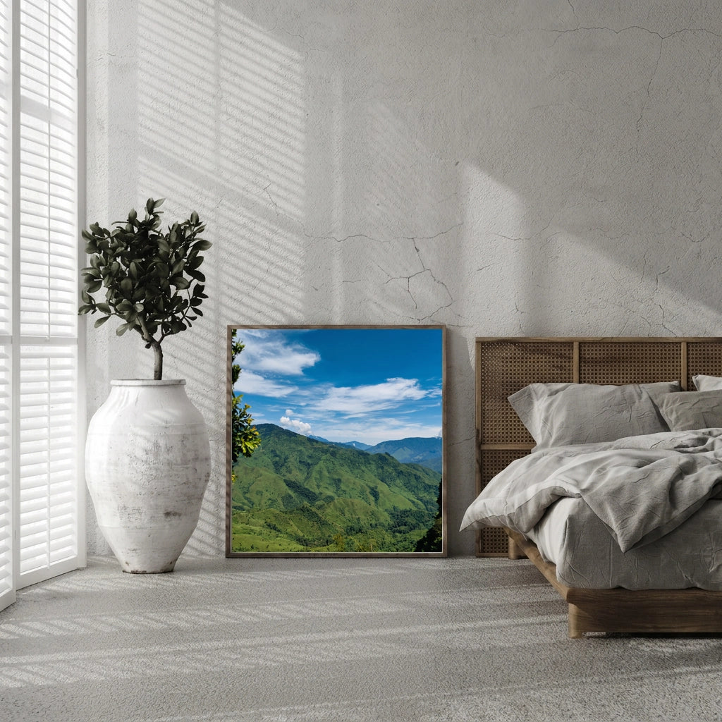 Green Mountain Valley Under Blue Sky