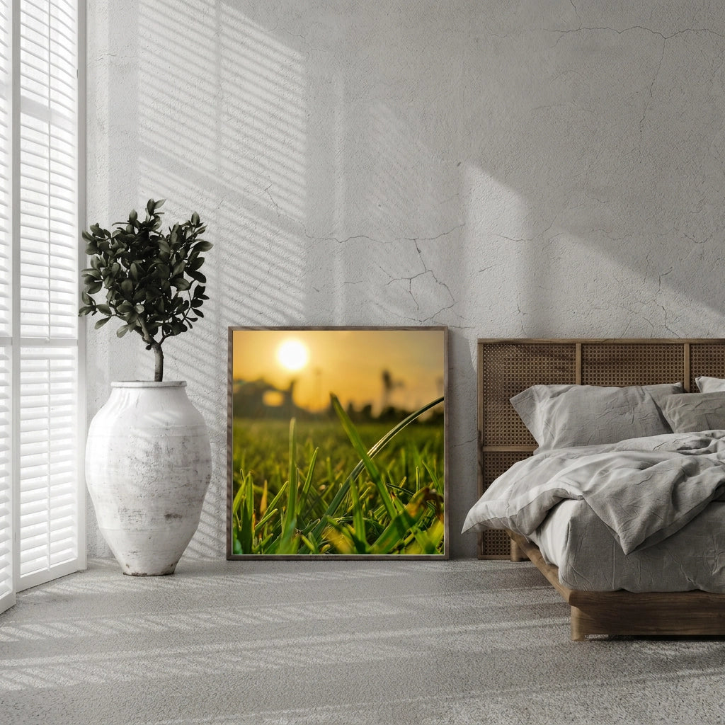 Sunset Through Green Grass
