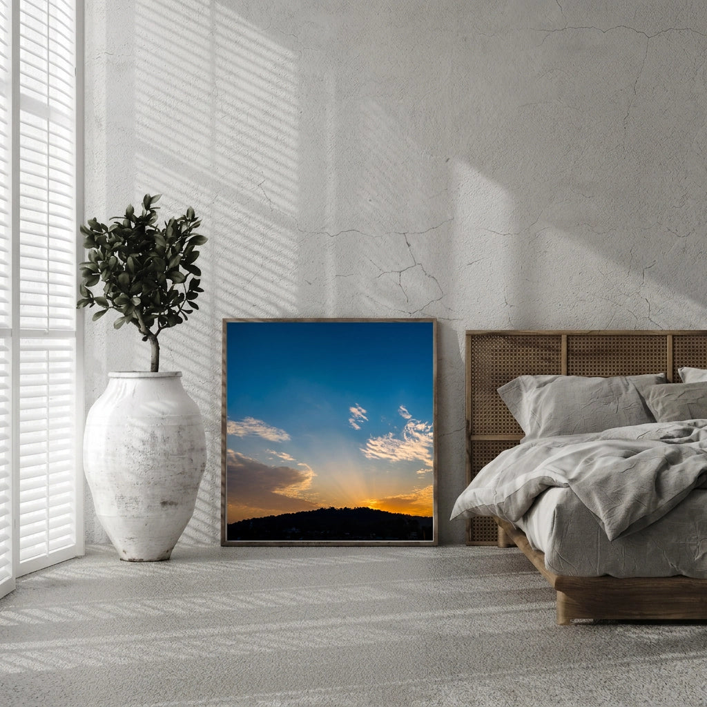 Sun Rays Over Blue Sky